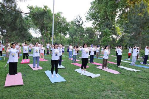 International Day of Yoga (IDY) session held on 2nd May 2025 at the Palace of Khudoyar Khan, Kokand