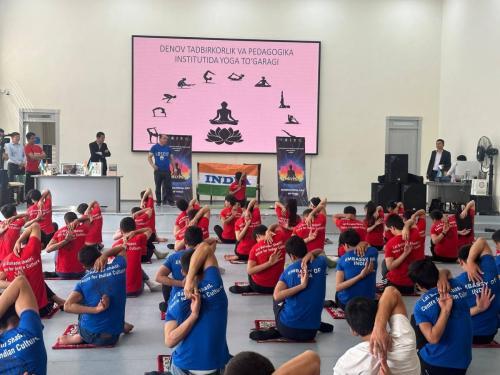 International Day of Yoga (IDY) session held on 30th April 2025 at the Denov Institute of Entrepreneurship and Pedagogy Yoga Club, Denov