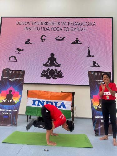 International Day of Yoga (IDY) session held on 30th April 2025 at the Denov Institute of Entrepreneurship and Pedagogy Yoga Club, Denov