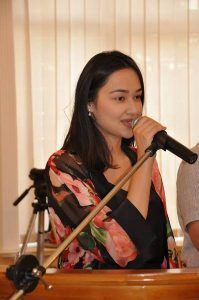 21 June, 2016 Ms. Shahlo Ahmedova, a renowned Uzbek singer, delivering a speech on benefits of Yoga during an event in Embassy to mark 2nd International Yoga Day