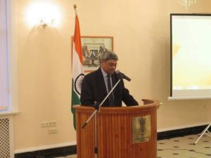 10 November, 2016 Ambassador of India, Shri Vinod Kumar, addressing the audience during an event to celebrate the 141st Birth Anniversary of Sardar Vallabhbhai Patel at the Embassy of India, Tashkent