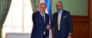 22 August, 2019 Ambassador Santosh Jha called on the Minister of Foreign Affairs, Uzbekistan H.E Mr. Abdulaziz Kamilov and presented copies of his Credentials. Issues of mutual cooperation in various fields were discussed
