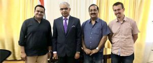 12 September, 2019 Indian film production team, led by Dr. Satish Sharma, Director of Indo Soviet Films called on Ambassador Santosh Jha to discuss one of their upcoming film projects in Uzbekistan.